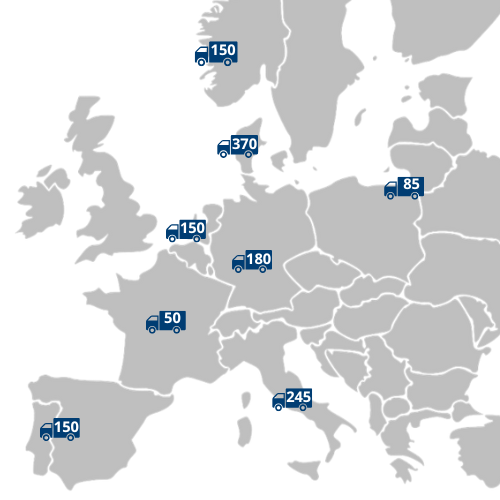 Konstant mere end 550 transporter af fødevarer og andet på de europæiske veje